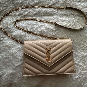 Yves Saint Laurent Beige Quilted Leather Chain Bag